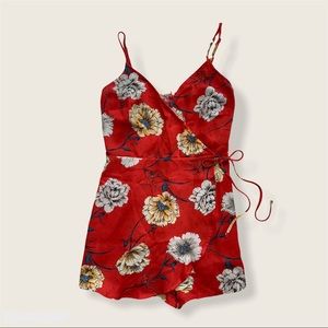 Forever 21 Red Polka Dot Floral Romper